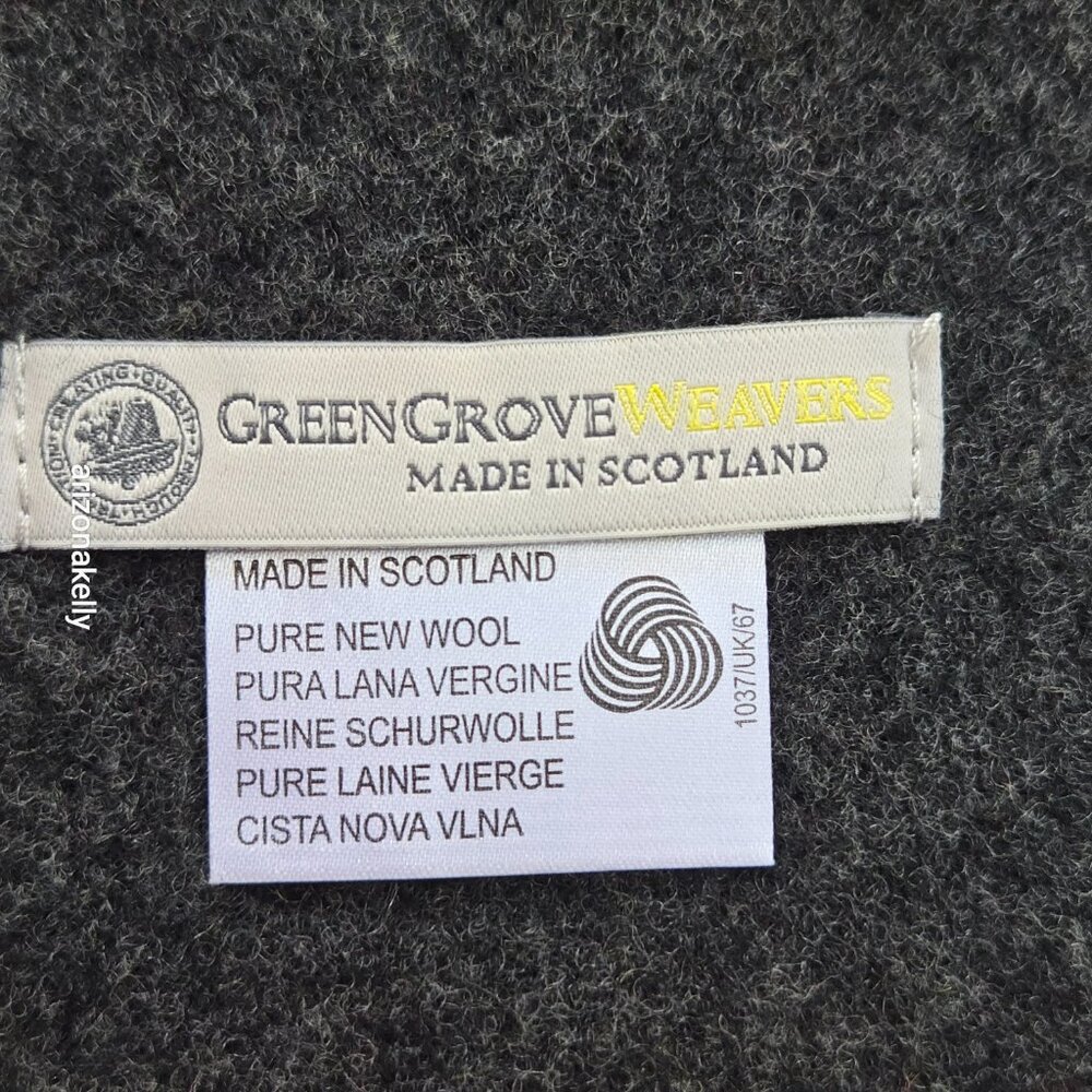 Striped Wool Scarf Green Grove Weavers Scotland - Picture 7 of 10